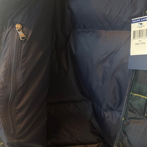 Polo by Ralph Lauren Men's Tartan Blue and Green Plaid Puffer Jacket size XXL - Picture 6 of 10